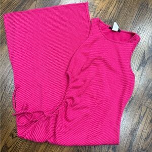 Caution To The Wind Fuchsia Ribbed Top